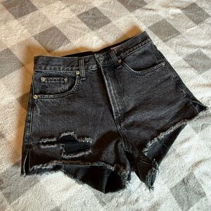 rag & bone Black Distressed Jean Shorts